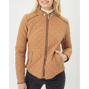 Love Tree quilted bomber jacket, camel, small